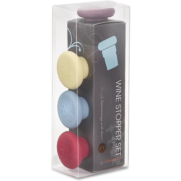 B229 Silicone Wine Bottle Stoppers, Set of 4, Assorted - Picture 3 of 10